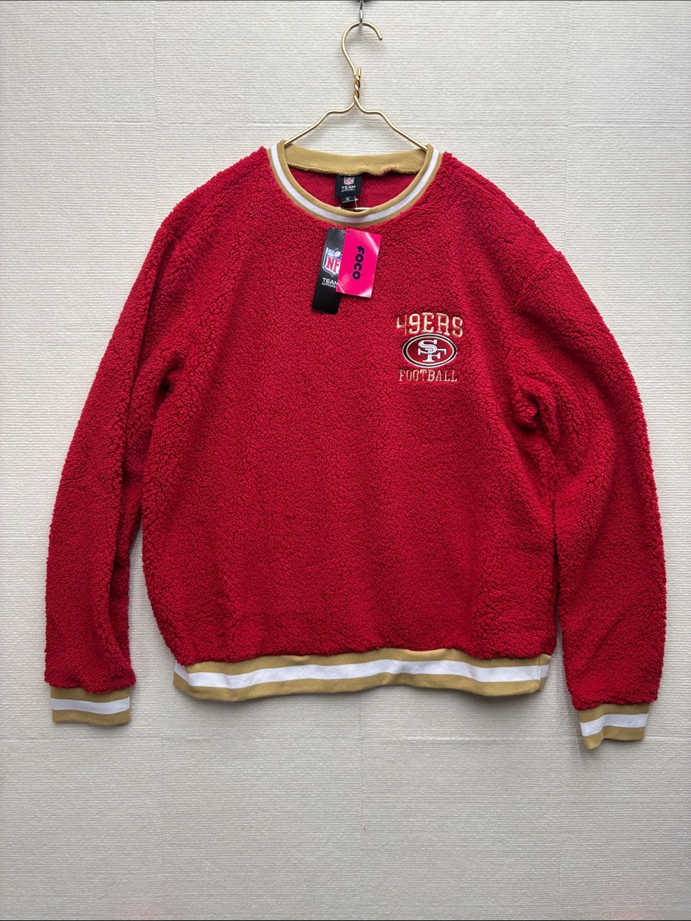 New foco San Francisco 49ers Red Sherpa Pullover Sweatshirt - NFL XL